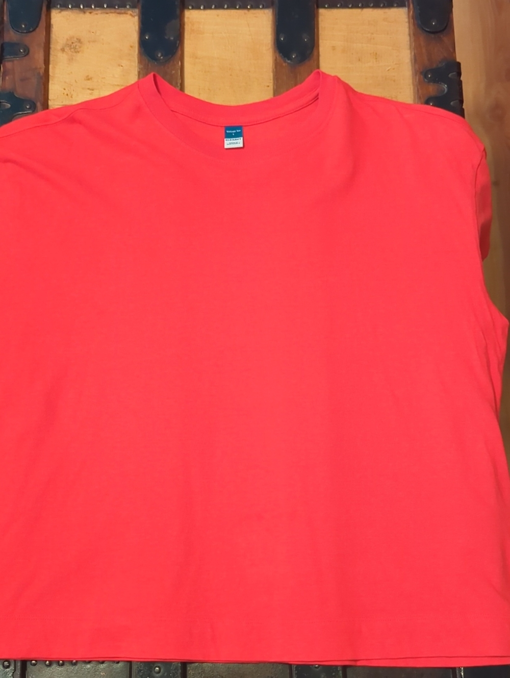 Red Short Sleeve Vintage Crew Neck T-shirt